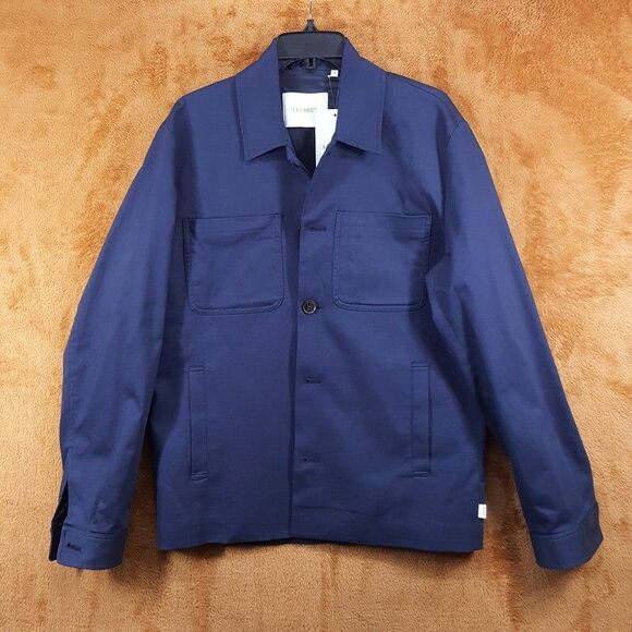 LES DEUX Jacket Mens Medium Blue Lightweight 4 Pocket MARSEILLE Cotton $279 - Picture 1 of 8